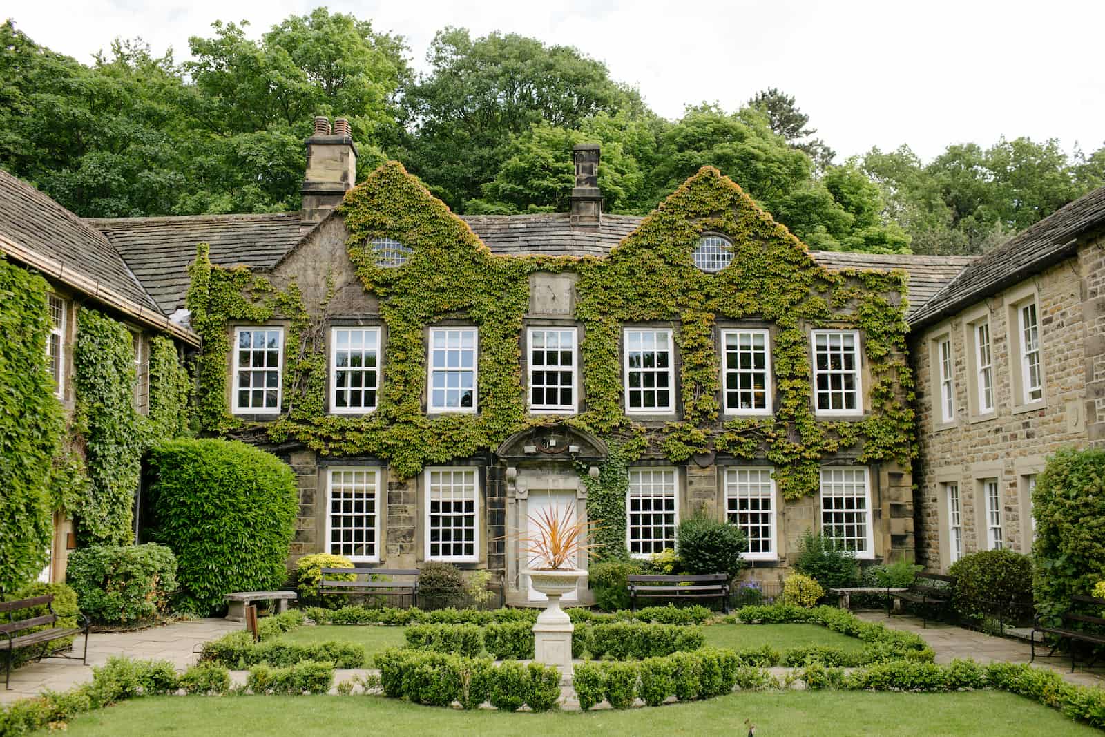 Ivy covered wedding venue exterior